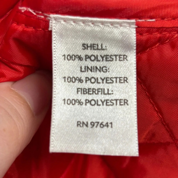 J. Jill Red Quilted Vest M Red Down Button Detail - Picture 6 of 8